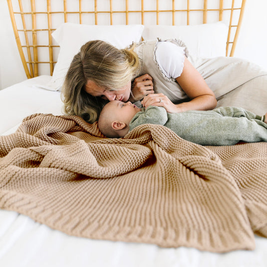 Organic Knit Throw Blanket - Sand