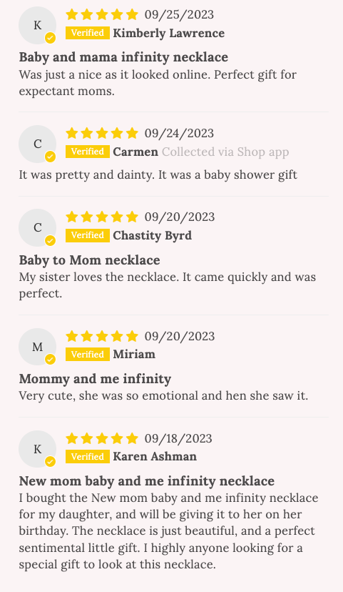 TOP SELLER! Non-Tarnish! New mom baby and me infinity necklace, Congratulations baby gift, pregnancy gift, baby shower & gender reveal gift! NON-Tarnish! 552 FIVE STAR REVIEWS!
