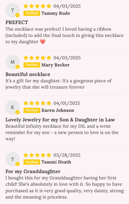 TOP SELLER! Non-Tarnish! New mom baby and me infinity necklace, Congratulations baby gift, pregnancy gift, baby shower & gender reveal gift! NON-Tarnish! 552 FIVE STAR REVIEWS!