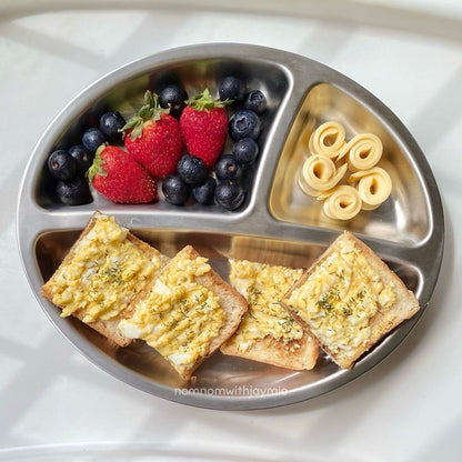 Stainless Steel Baby Plates - BLW Removeable Silicone Suction Cup Divided Plate