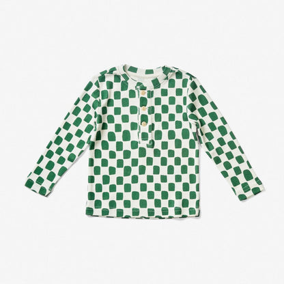 Long Sleeve Henley - Checker | Juniper