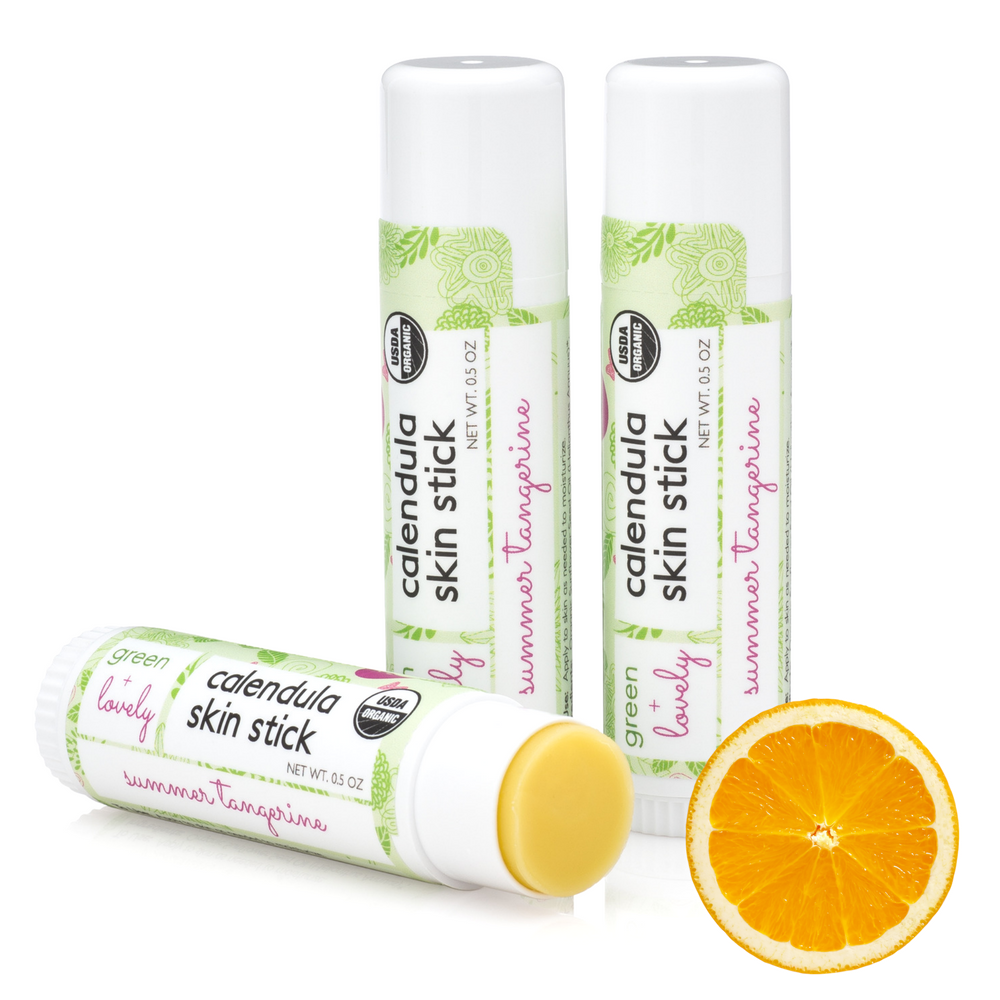 Summer Tangerine Calendula Skin Stick - Organic Lotion Moisture Stick - Travel Size