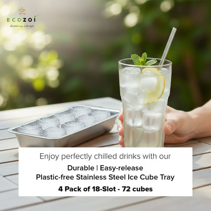 Stainless Steel Ice Cube Trays with Easy Release Handle, 2 Pack with Rack