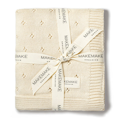 Organic Baby Blanket Knit Pointelle - Vanilla