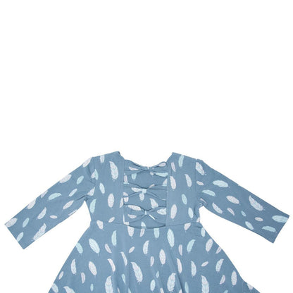 Twirly Bow Dress - Feathers
