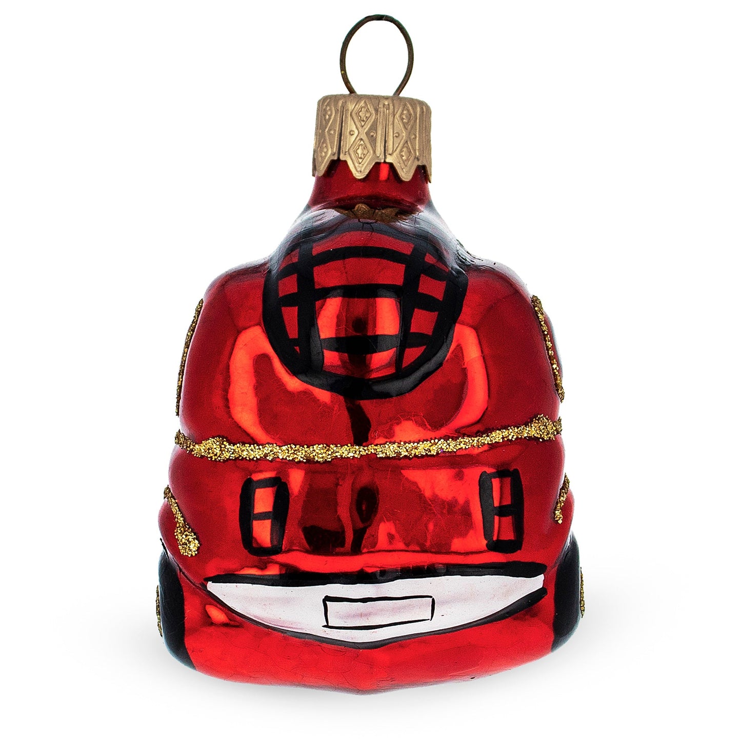 Red Firefighting Truck Mini Glass Christmas Ornament