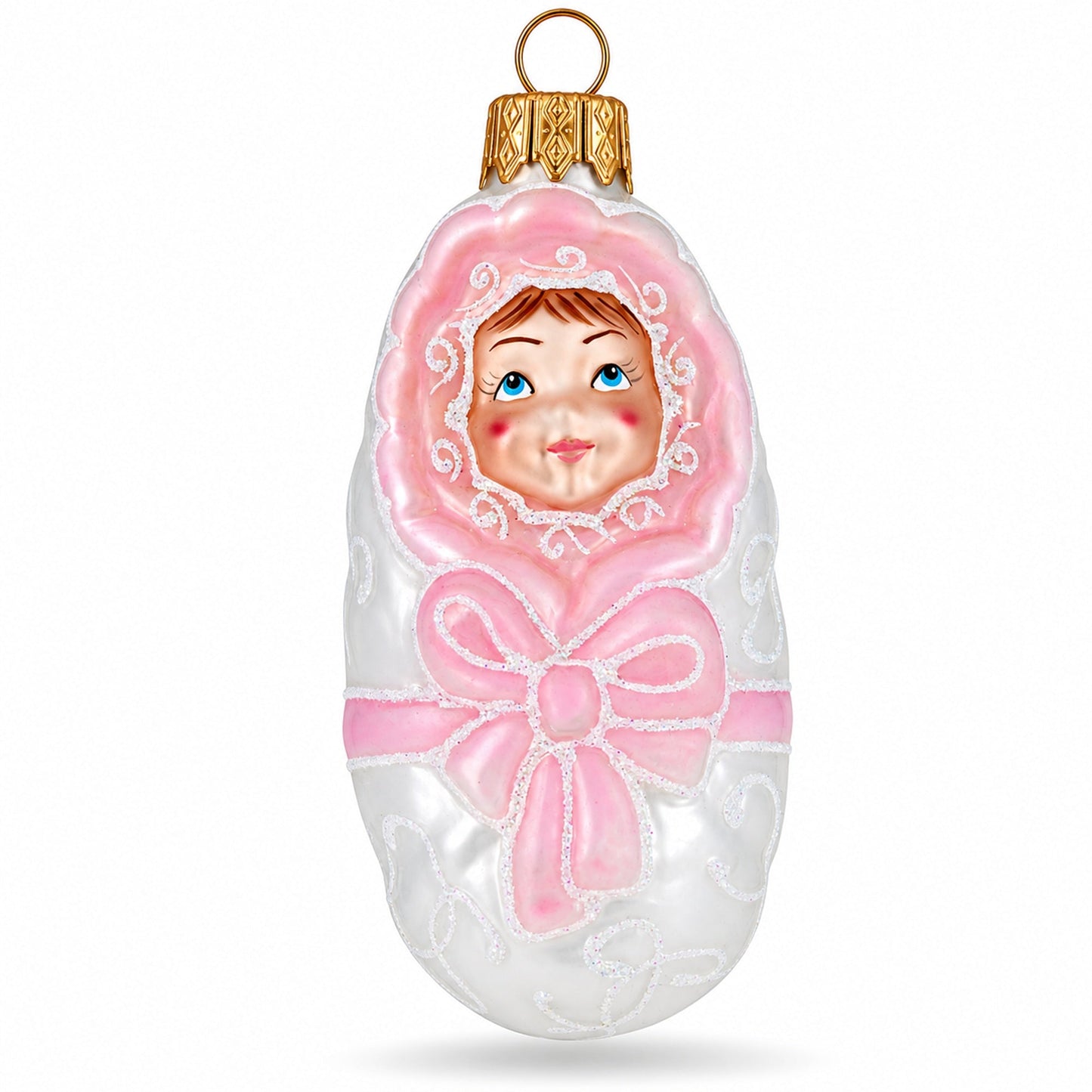 Newborn Baby Girl Glass Christmas Ornament