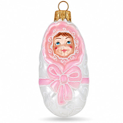 Newborn Baby Girl Glass Christmas Ornament