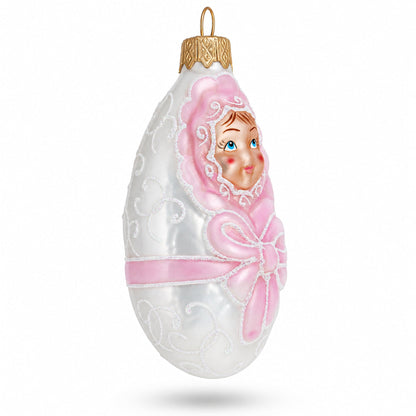 Newborn Baby Girl Glass Christmas Ornament