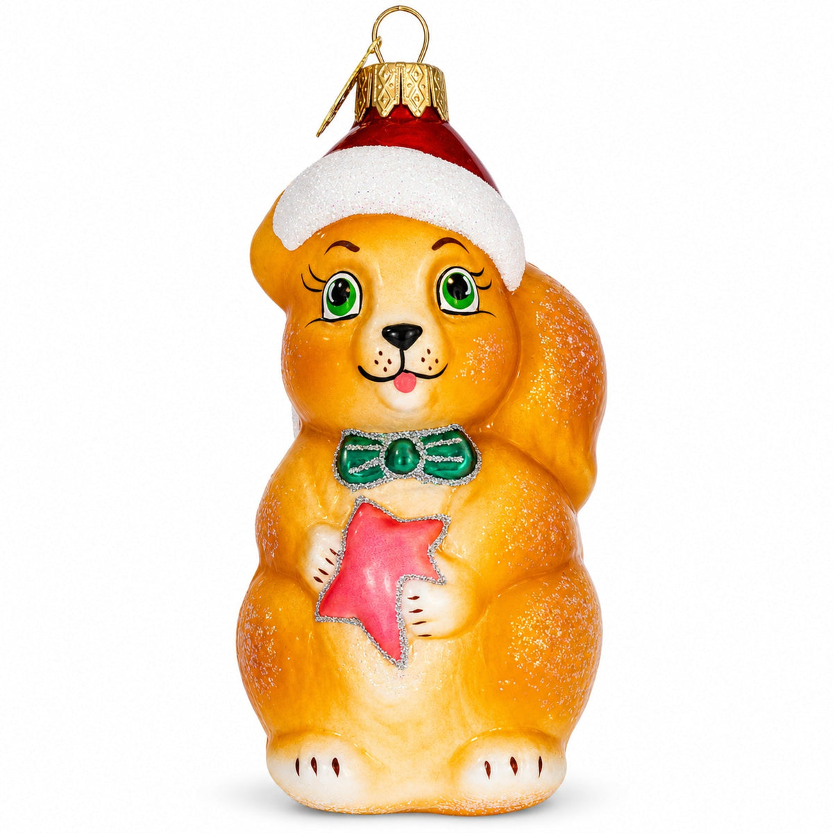 Squirrel with Star Glass Christmas Ornament