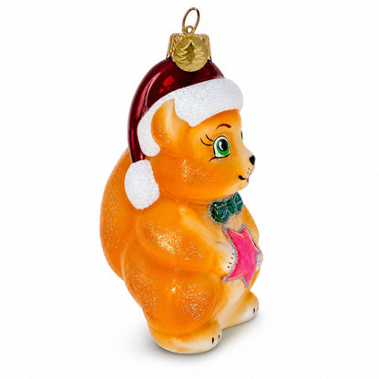 Squirrel with Star Glass Christmas Ornament
