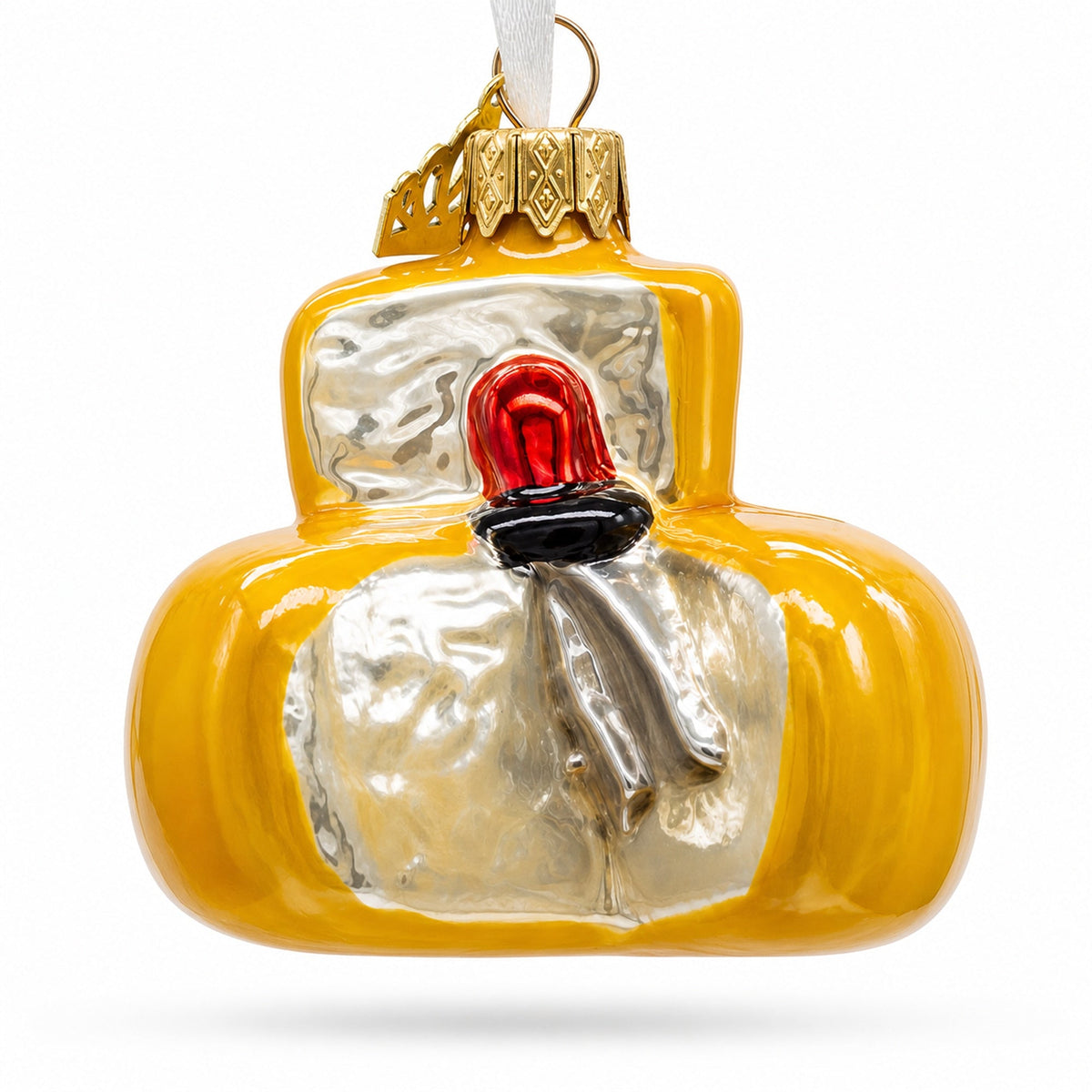 Cheese Head Mini Glass Christmas Ornament