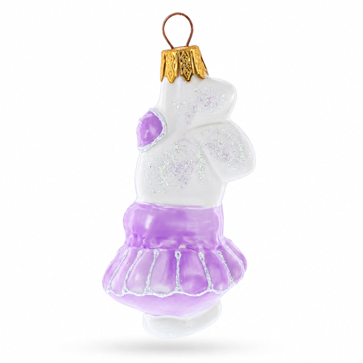 Bunny Girl in Dress Glass Christmas Ornament