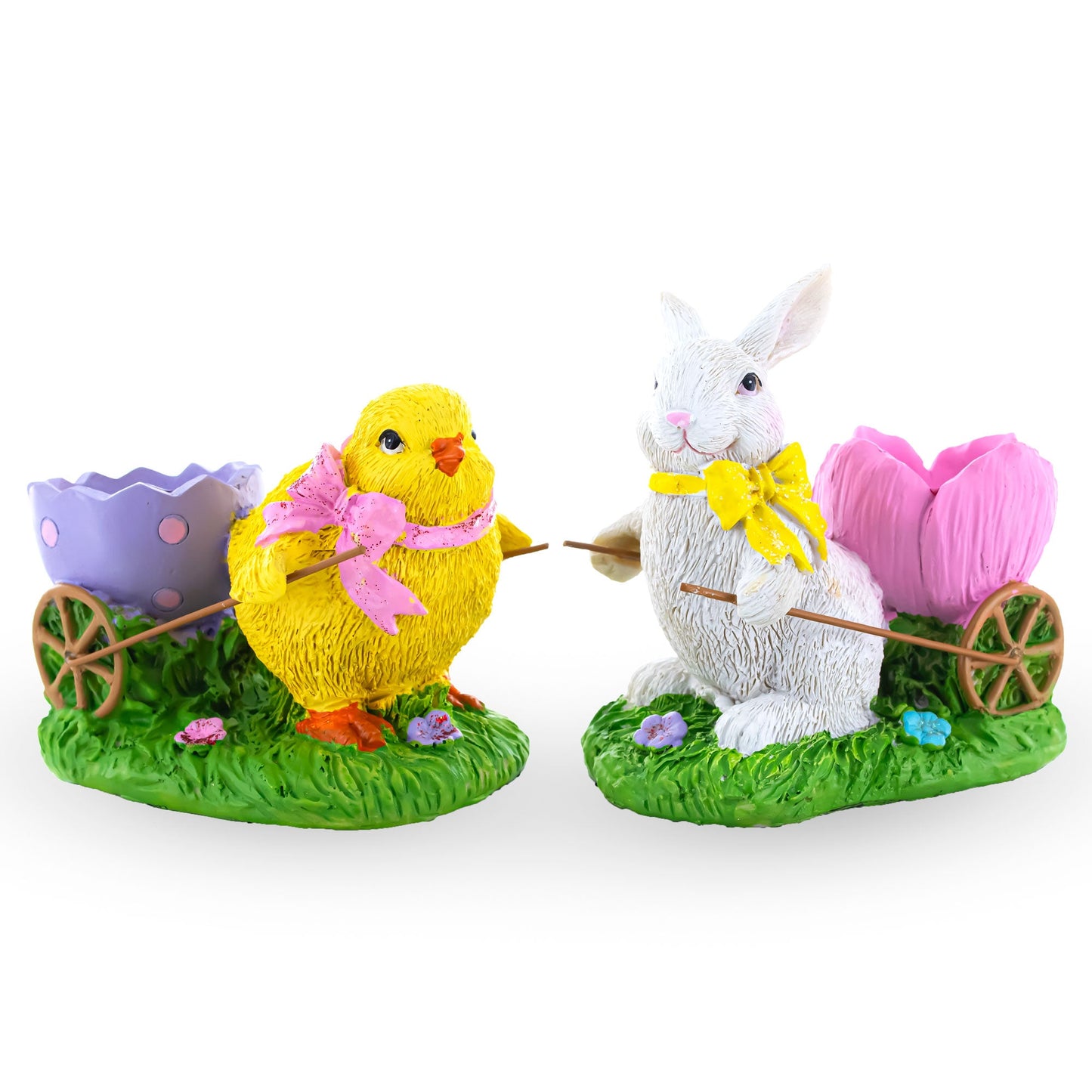 Springtime Symphony Hand-Painted Egg Holder Figurines 5 Inches