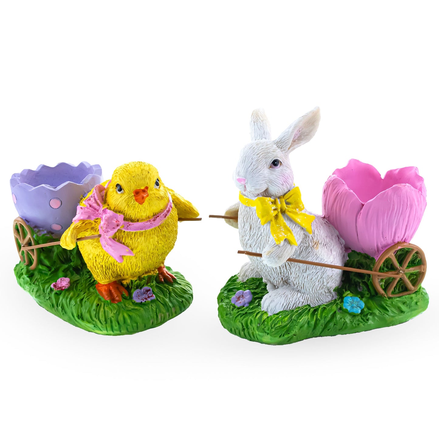 Springtime Symphony Hand-Painted Egg Holder Figurines 5 Inches