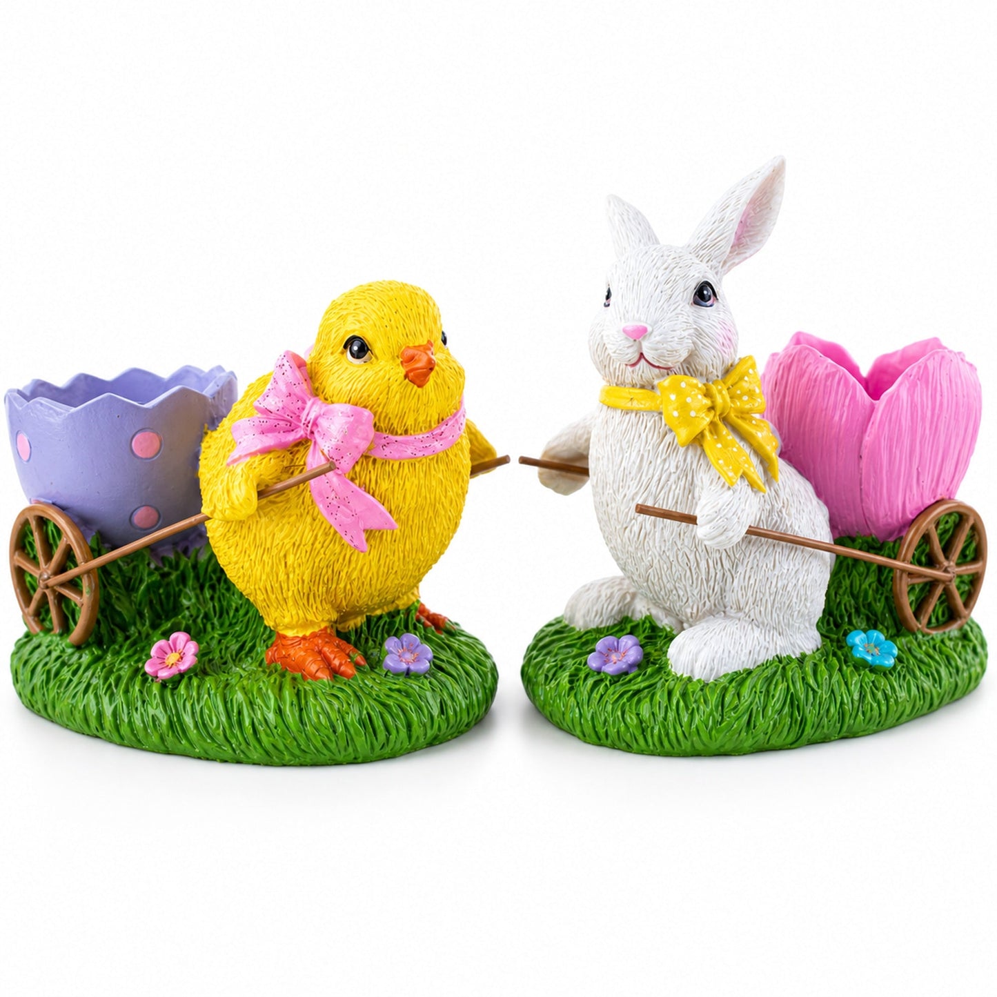 Springtime Symphony Hand-Painted Egg Holder Figurines 5 Inches