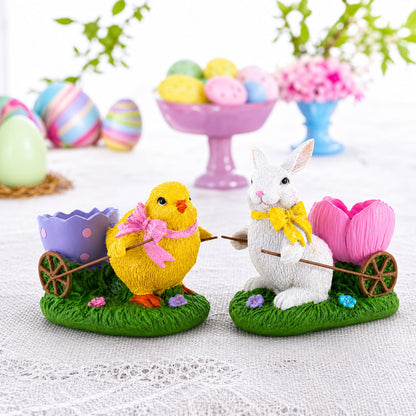 Springtime Symphony Hand-Painted Egg Holder Figurines 5 Inches
