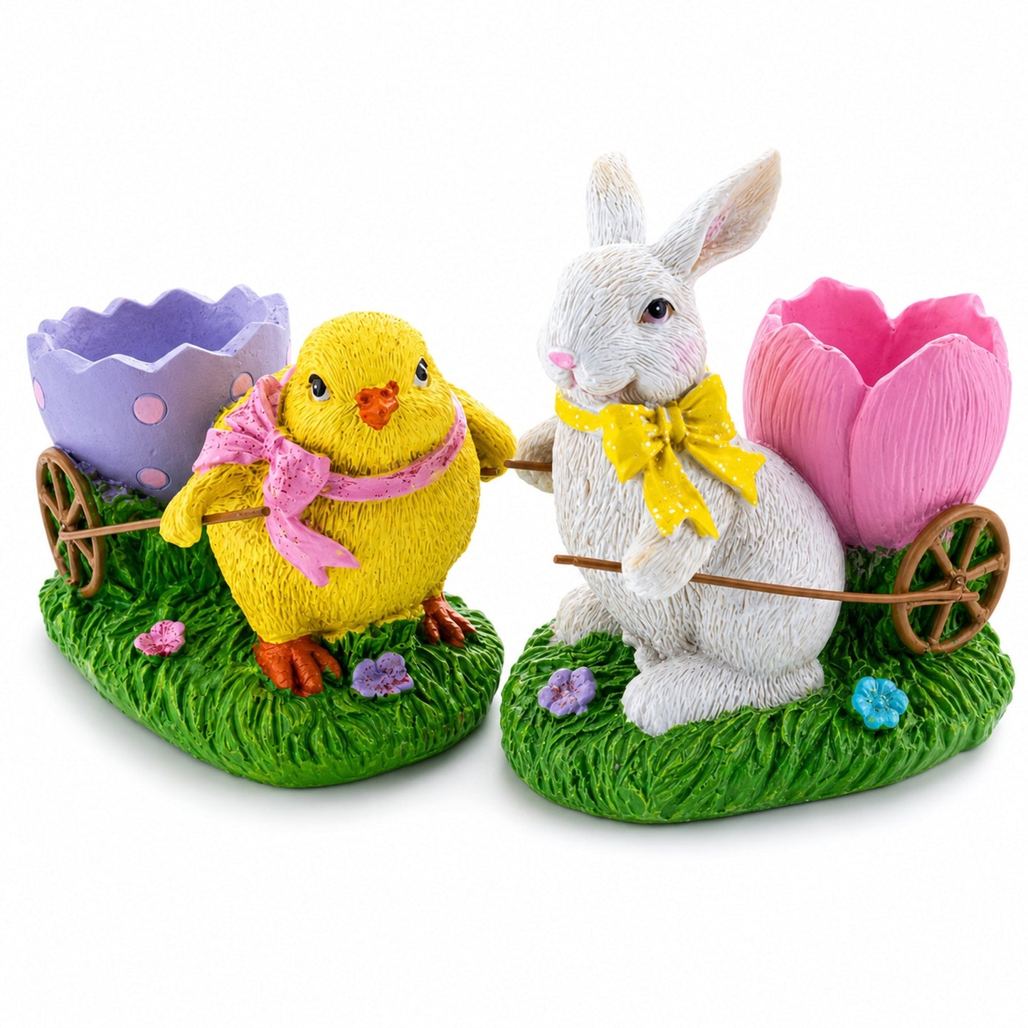 Springtime Symphony Hand-Painted Egg Holder Figurines 5 Inches