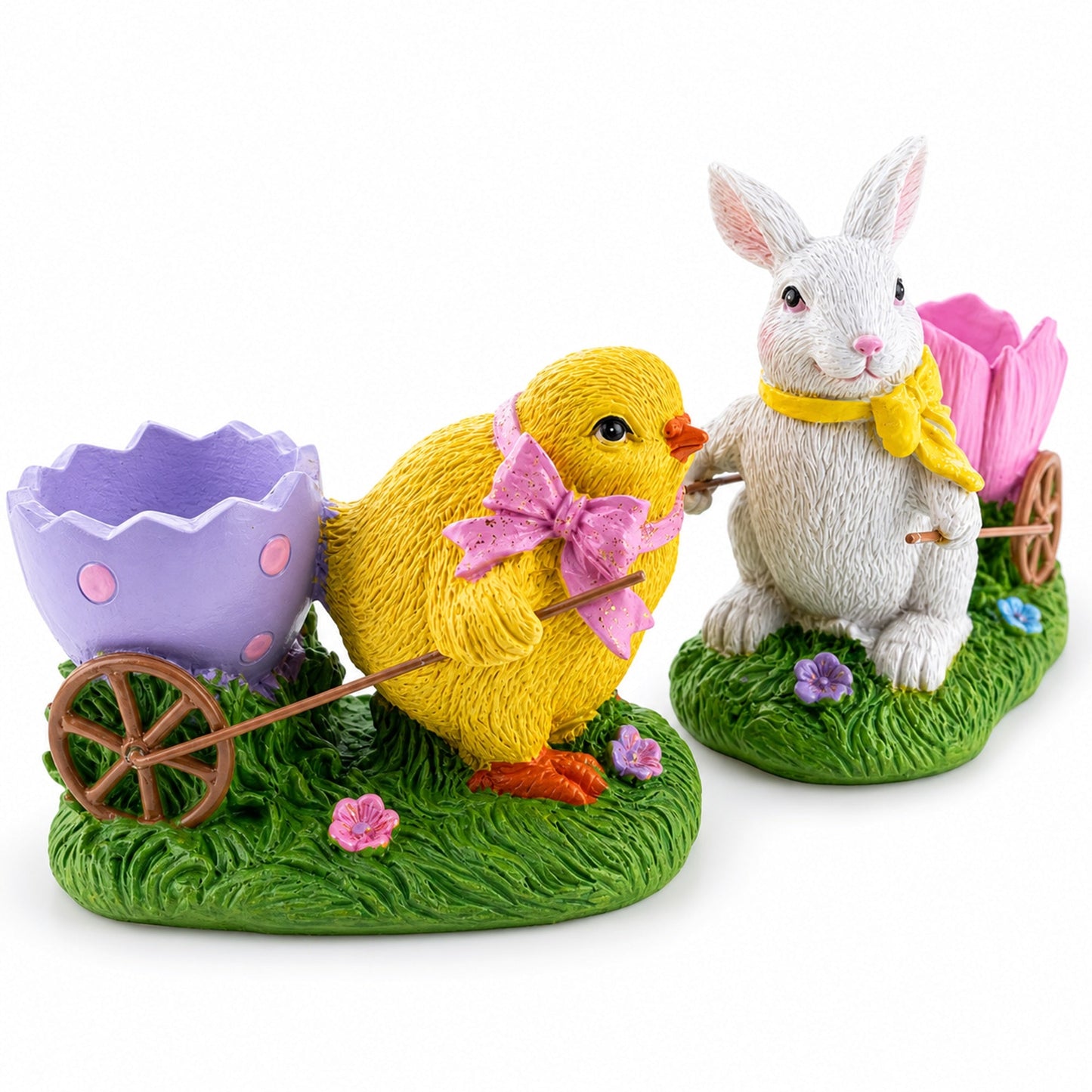 Springtime Symphony Hand-Painted Egg Holder Figurines 5 Inches
