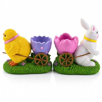 Springtime Symphony Hand-Painted Egg Holder Figurines 5 Inches