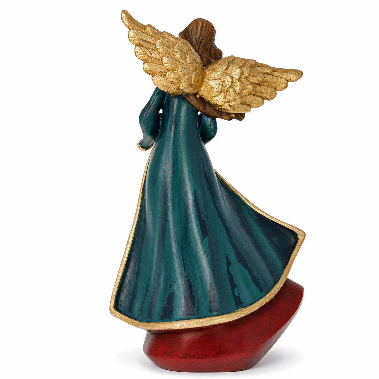 Guardian Angel Holding a Red Heart LED Lights Figurine 11.5 Inches