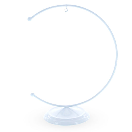 Crescent Moon White Painted Metal Ornament Display Stand 8.8 Inches (Poland)