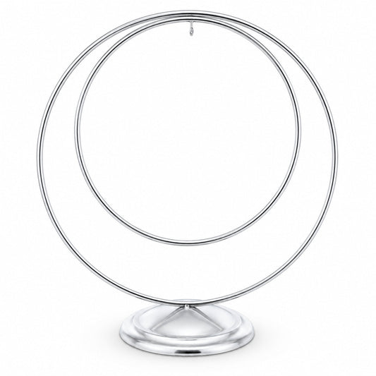 Contemporary Double Circle Silver Metal Ornament Display Stand 8.2 Inches (Poland)