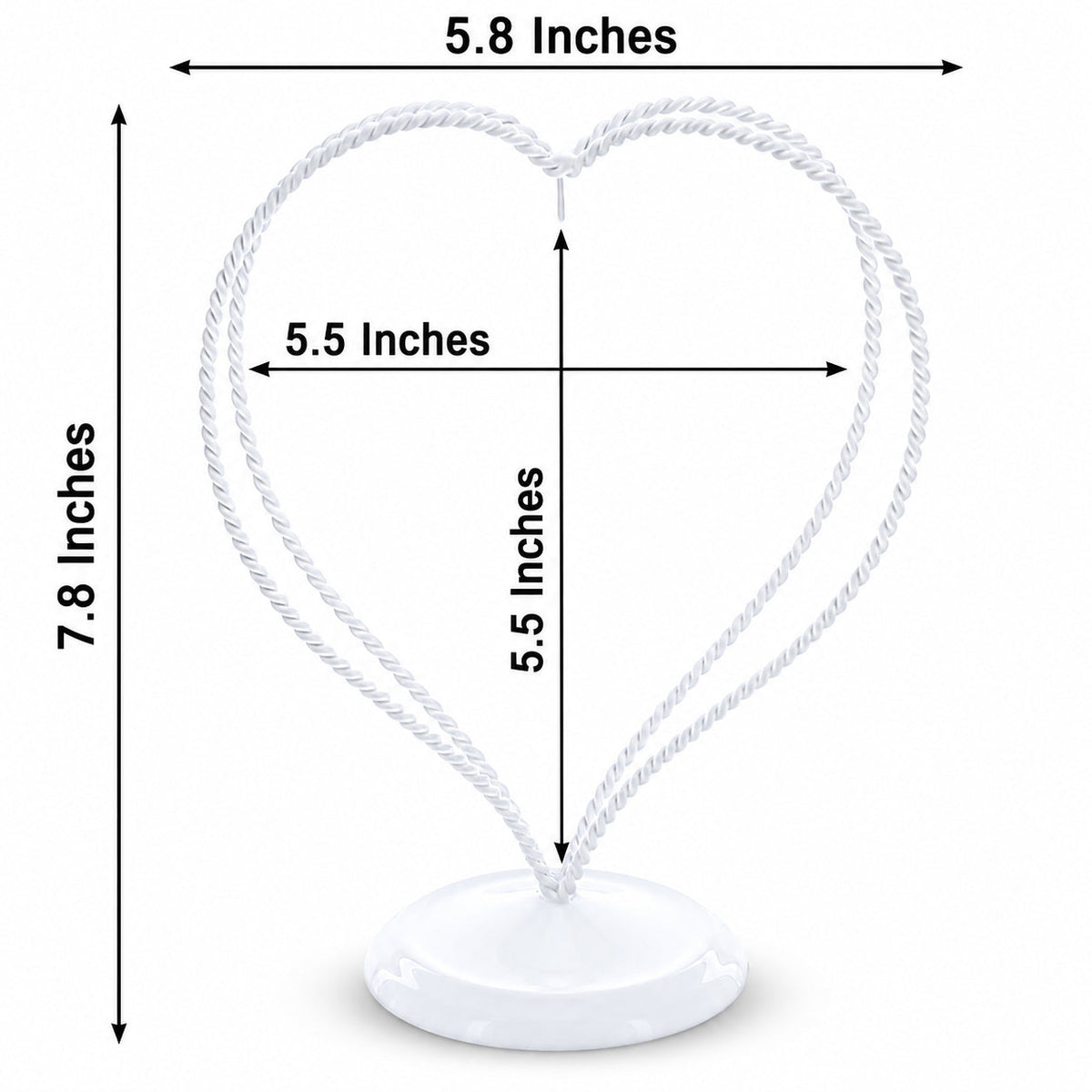 Double Wire Heart Twisted White Paint Metal Ornament Display Stand 7.8 Inches (Poland)