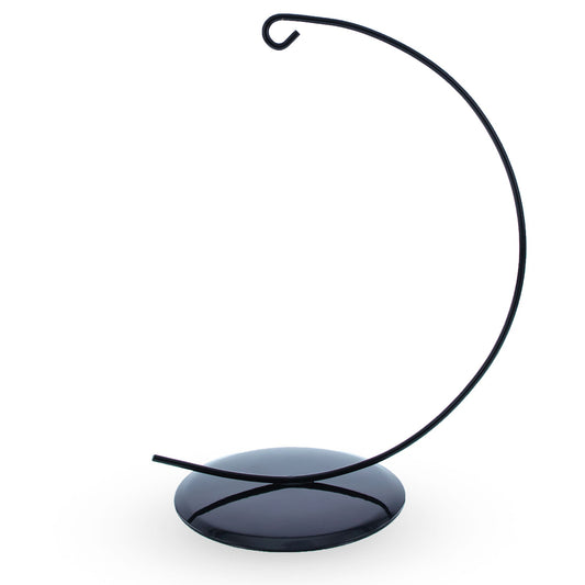 Solid Round Base Black Painted Metal Ornament Display Stand 7.8 Inches (Poland)