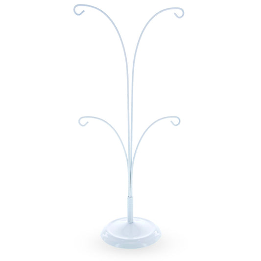 4-Arm Tree Branch White Painted Metal Ornament Display Stand 12 Inches (Poland)