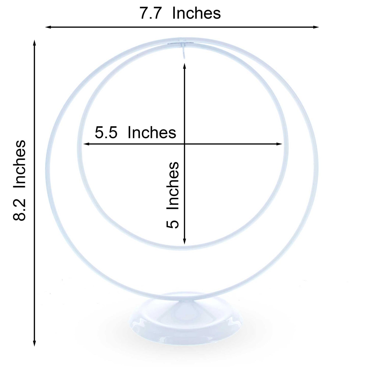 Contemporary Double Circle White Painted Metal Ornament Display Stand 8.2 Inches (Poland)