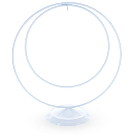 Contemporary Double Circle White Painted Metal Ornament Display Stand 8.2 Inches (Poland)