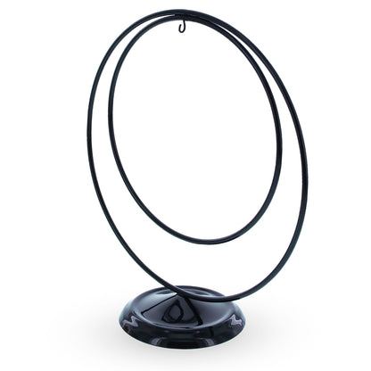 Contemporary Double Circle Black Painted Metal Ornament Display Stand 8.2 Inches (Poland)
