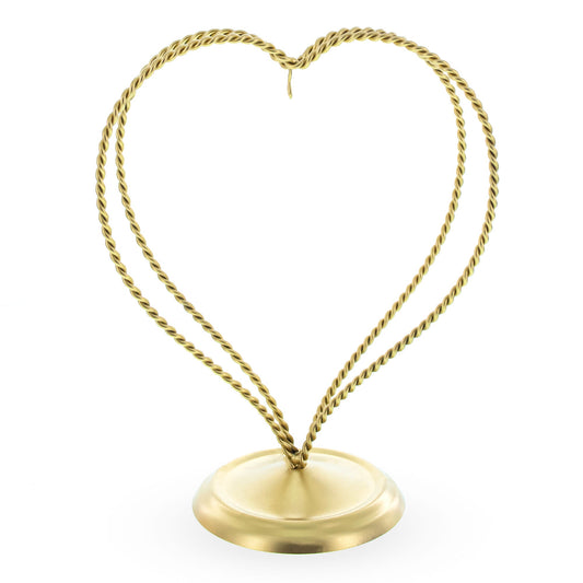 Double Wire Heart Twisted Gold Metal Ornament Display Stand 7.8 Inches (Poland)