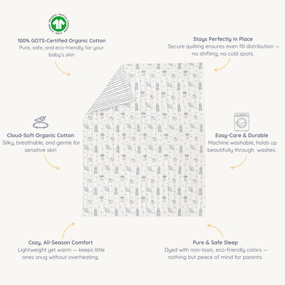 Organic Kids Quilt - Celestial & Cobi Blue Stripes