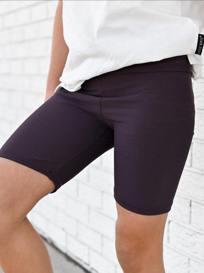 Athletic Ribbed Biker Short - Plum