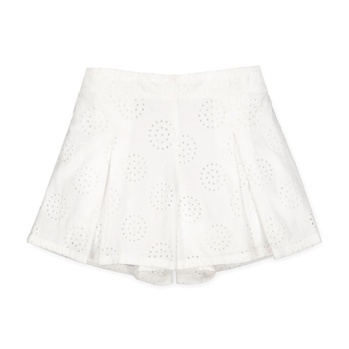 Pleated Pull-On Short - White Circle Eyelet