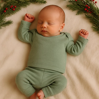 baby pajamas | Basil Green