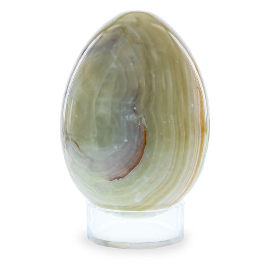 Two Tones Polished Marble Stone Egg with Plastic Stand 3 Inches