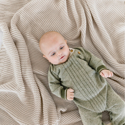 Organic Knit Throw Blanket - Beige