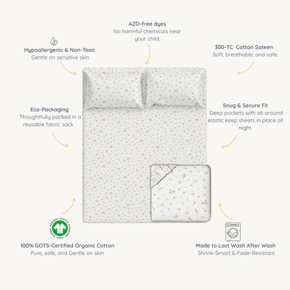 Organic Kids Fitted Sheet - Bloom