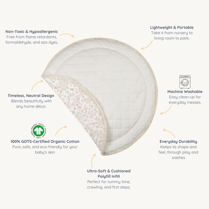 Organic Baby Play Mat - Blossom  / Ivory