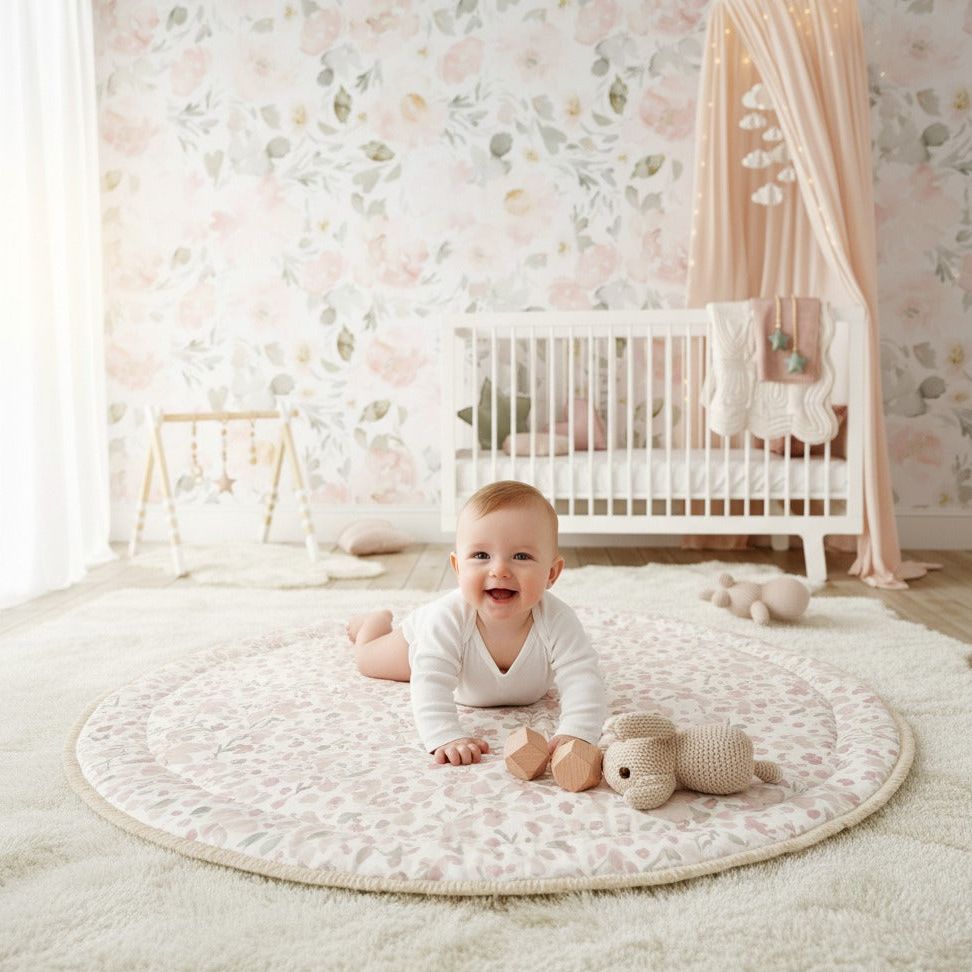 Organic Baby Play Mat - Blossom  / Ivory