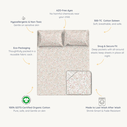 Organic Kids Fitted Sheet - Blossom