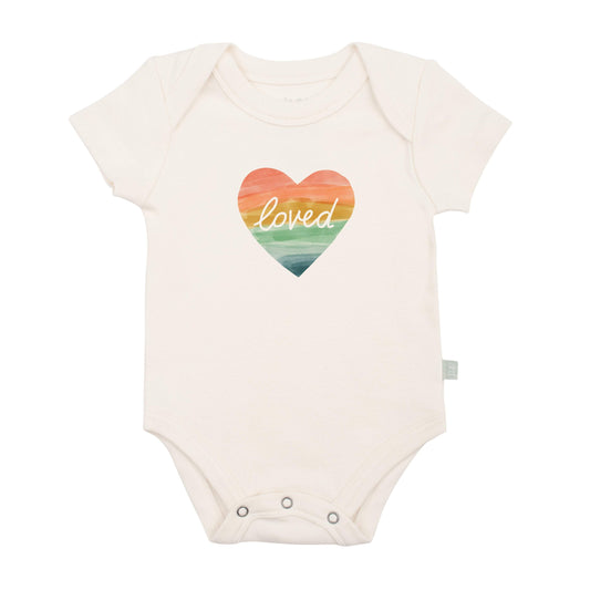 graphic bodysuit | loved rainbow heart