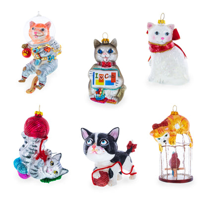 Cat in Mask Glass Christmas Ornament