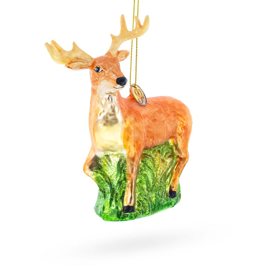 White-Tailed Deer Glass Christmas Ornament