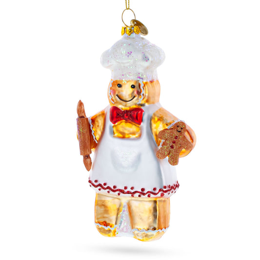 Baking Gingerbread Man Glass Christmas Ornament