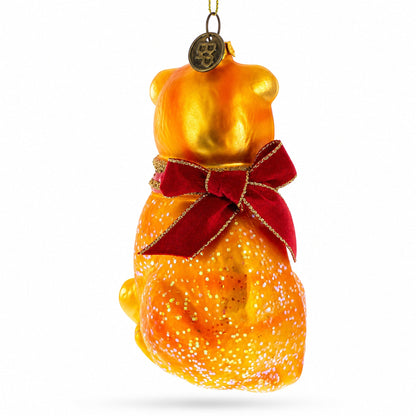 Cat with Red Scarf Glass Christmas Ornament