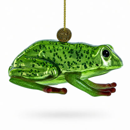 Green Frog Glass Christmas Ornament